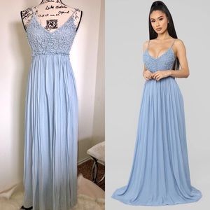 Blue crochet maxi dress 👗